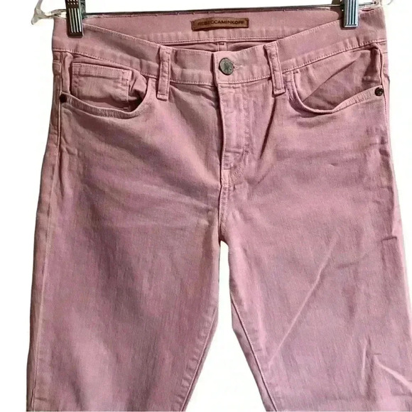 Rebecca Minkoff Soft Pink Thompson Twill Mid Rise Distressed Skinny Jeans - Picture 8 of 11